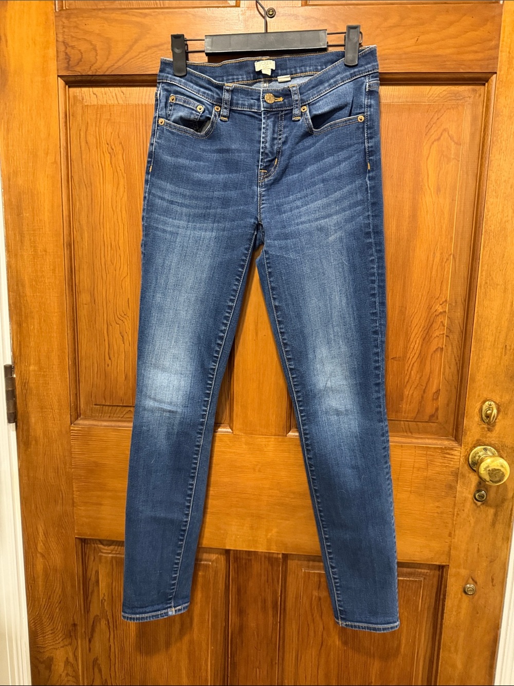 J. Crew Dark Blue Skinny Jeans with Subtle Fading